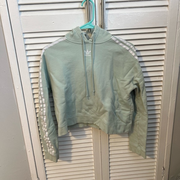 Adidas Women's Mint Green Cropped Hoodie - Picture 1 of 4